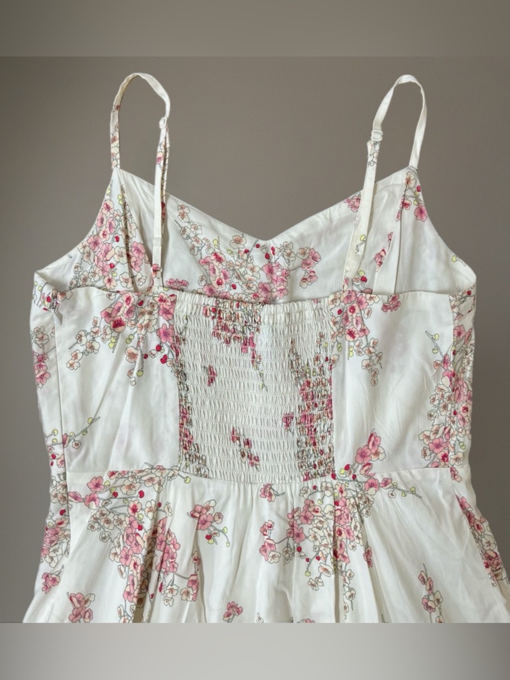 🌸 Old Navy White Cami Dress w/ Floral Print~Women’s Sz Sm~Spaghetti Straps~Lined - Picture 5 of 15